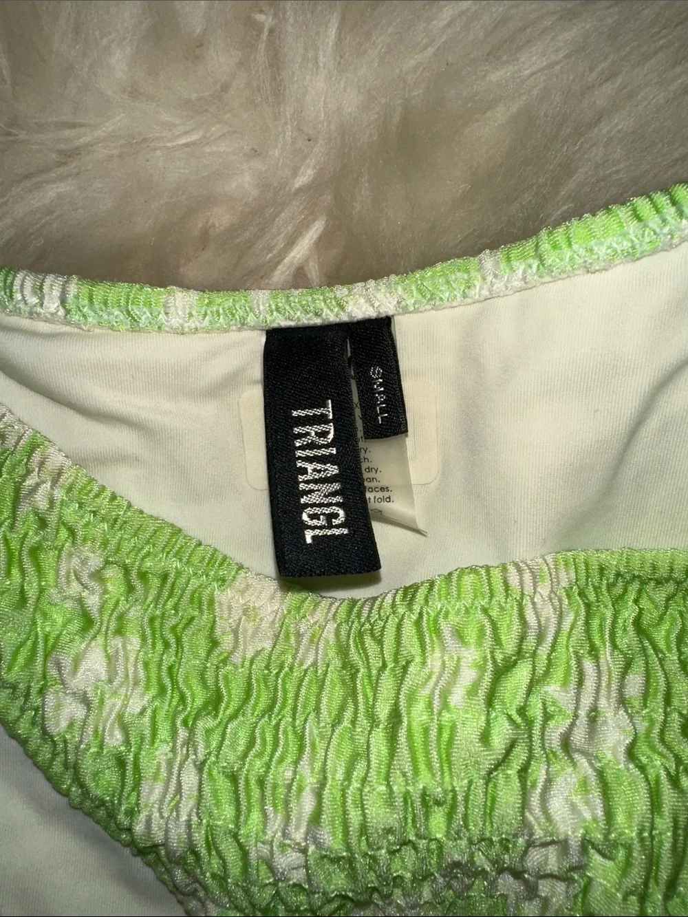 triangl swimwear Neon Lime Green Textured Bikini Set